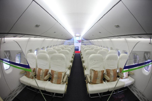 圖為C919機艙內部。圖片來源：新華網